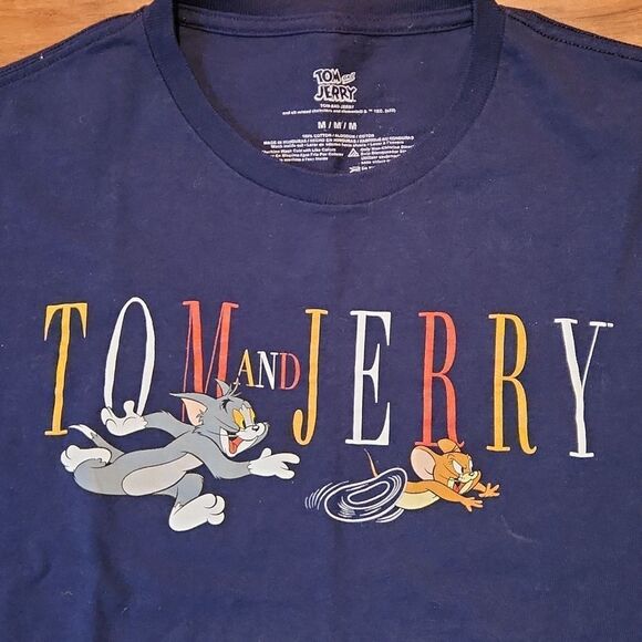Tom and Jerry licensed short sleeve navy blue men's Medium t-shirt NWOT - Picture 2 of 4